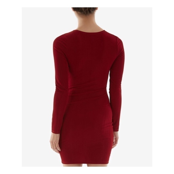 BCX DRESS Womens Red Tie Adjustable Ruching Center Front Short Dress Juniors XL - Picture 3 of 7